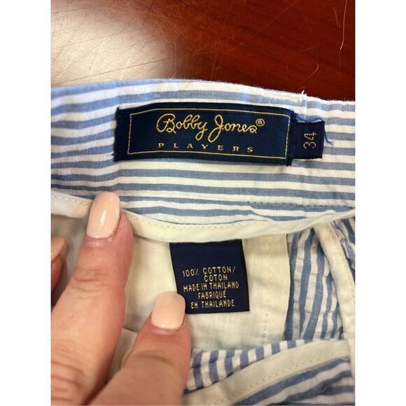 Bobby Jones Players Blue & White Seersucker Blue & White Stripe Bermuda Shorts s - Picture 3 of 5